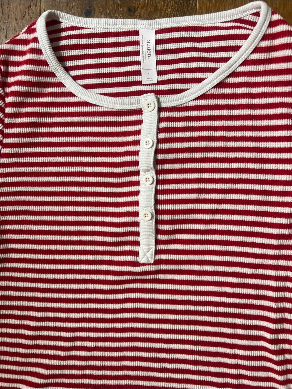Auden Red & White Striped Women's Two-Piece Pajama Set Size L NEW !!!! - Picture 5 of 6